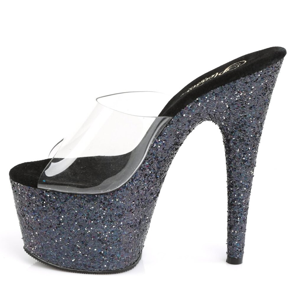 Iridescent Glitter Platform Heels | Dazzling Mules for Dance & Stage